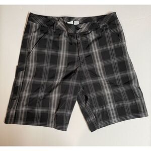 FILA Sport Golf Shorts Mens 36 Plaid‎ Black Gray Casual Active Athletic